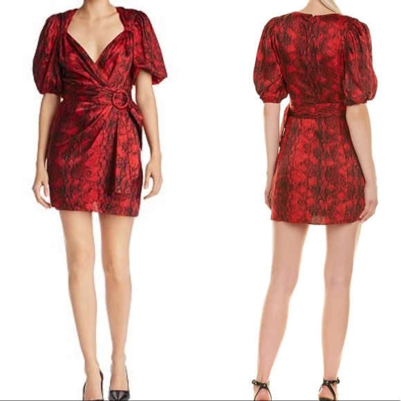 NWT Ronny Kobo Torrey Snakeskin-Print Mini Dress Size Large - Picture 1 of 10